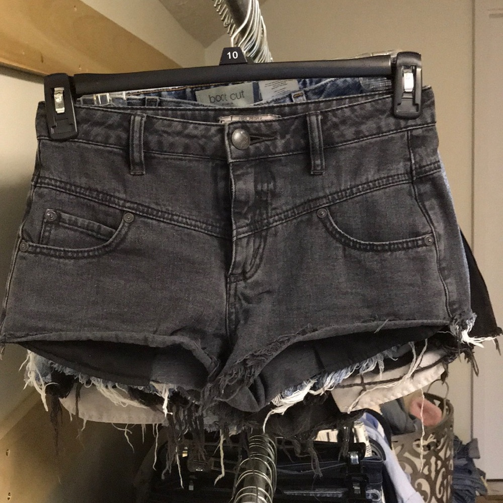 Free People black denim shorts